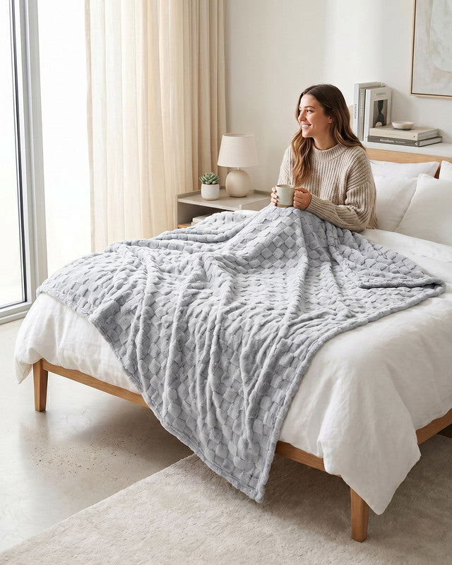 Checkered Plush Blanket – Image 3