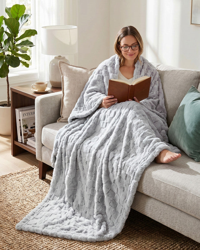Checkered Plush Blanket – Image 5